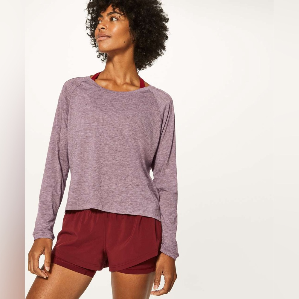 Lululemon Box It Out Long Sleeve in Heathered Oxblood